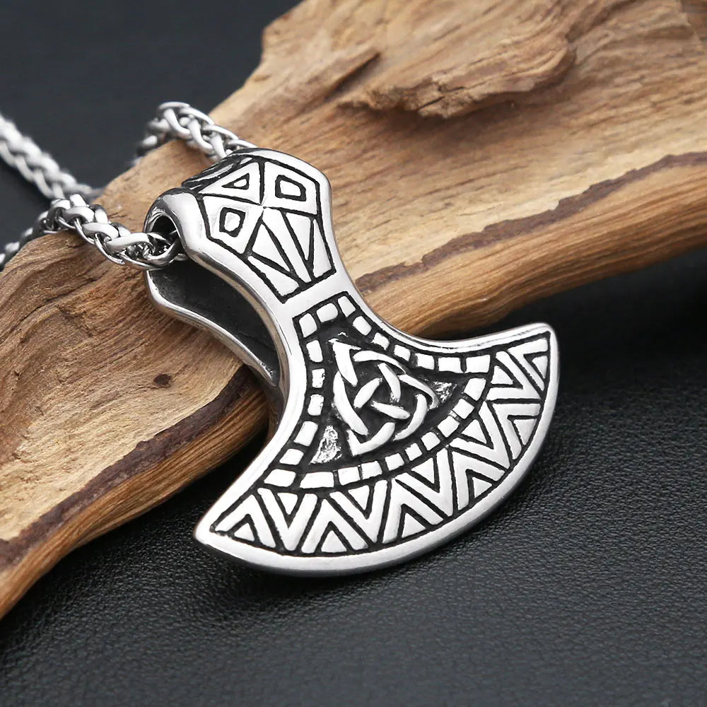 Vintage Viking Axe Head Thors Hammer Pendant Necklaces Stainless Steel Norse Odin Charm Men's Necklace Scandinavian Jewelry Gift