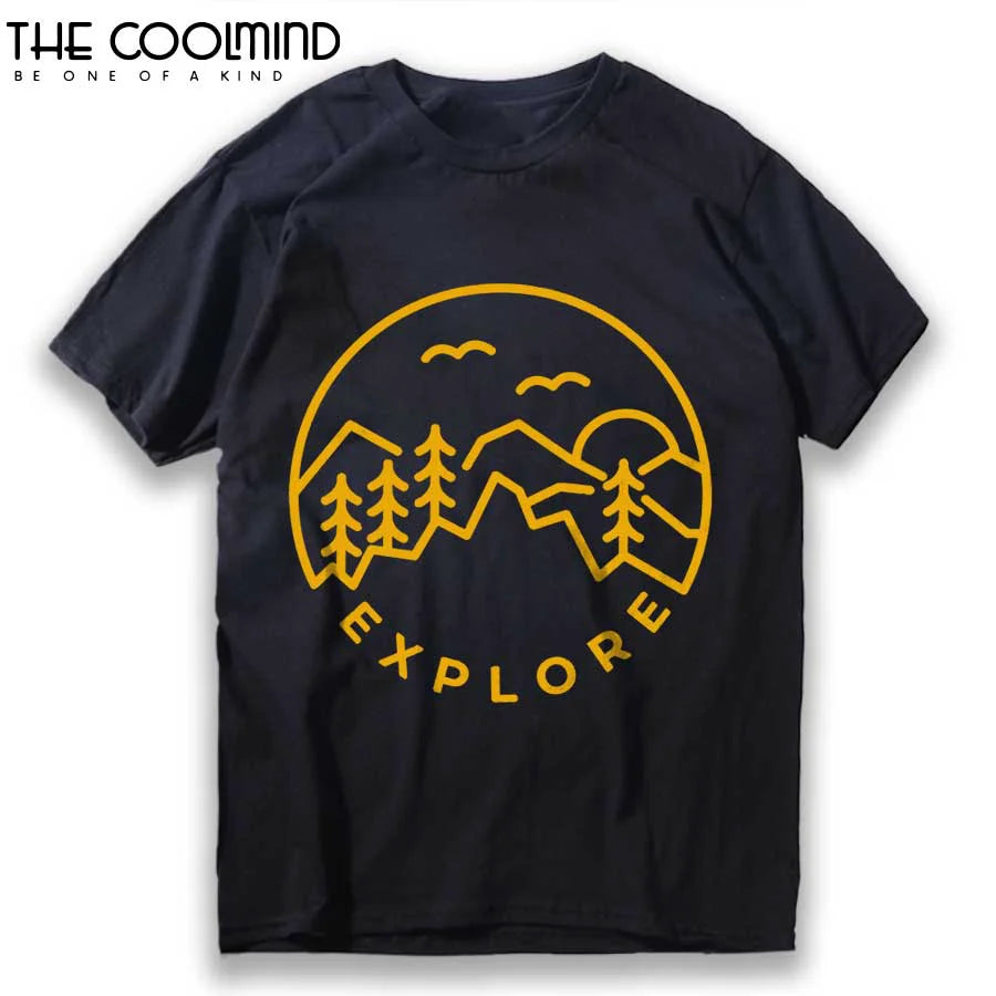 COOLMIND 100% Cotton Cool Print Men T Shirt Casual Short Sleeve Men Tshirt o-neck Summer Loose Men t-shirt Male Men Tee Shirts