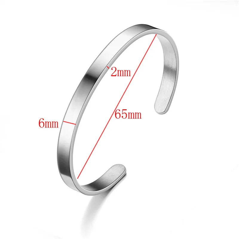 Noter Mens Stainless Steel Bracelet 4/6/8mm Opening Bangle Gift For Him Pulsera Hombre Pulseira Masculina Aço Inoxidável Joias