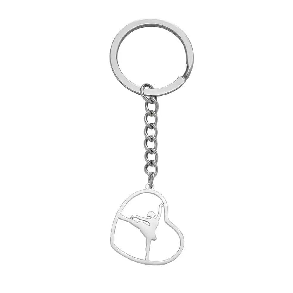 Porte-clés de gymnastique Dreamtimes en acier inoxydable, pendentif de sport, mode femme, bijoux en acier inoxydable, cadeau d'anniversaire pour gymnastes