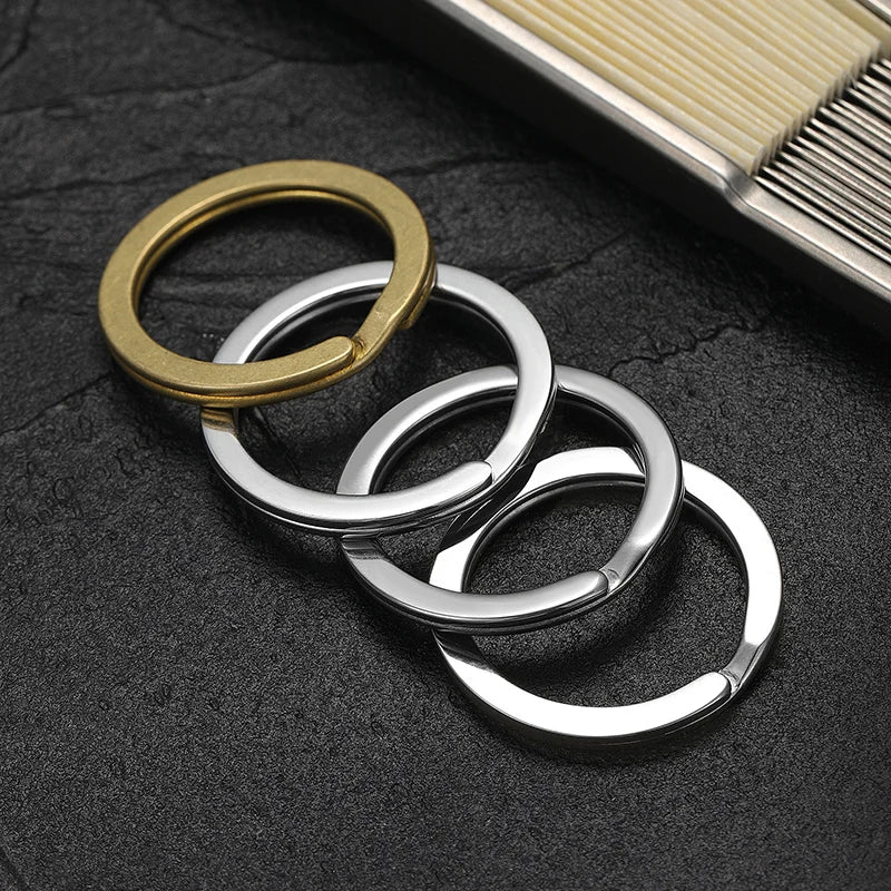 Luxury Titanium Keyring Brass Zirconium Stainless Steel High Grade Key Arc Rings Holder EDC Car Keychain Buckle for Accessories