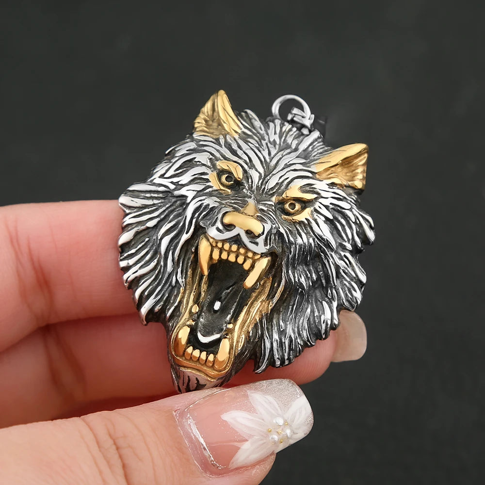 Vintage Nordic Mythology Odin Wolf Pendant Necklace For Men Stainless Steel Viking Fenrir Necklaces Amulet Jewelry Dropshipping