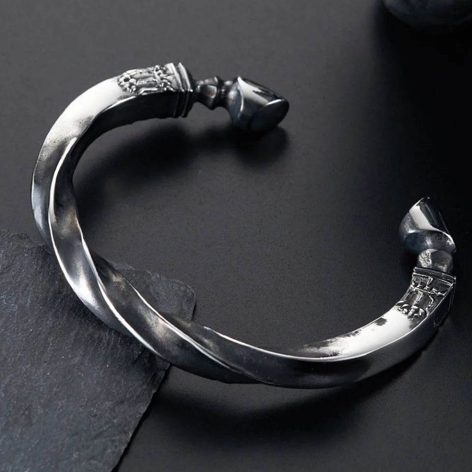 Vintage War Horse Hoof Twist Cuff Bangles Men's 316L Stainless Steel Fashion Open Bracelets Punk Amulet Jewelry Dropshipping