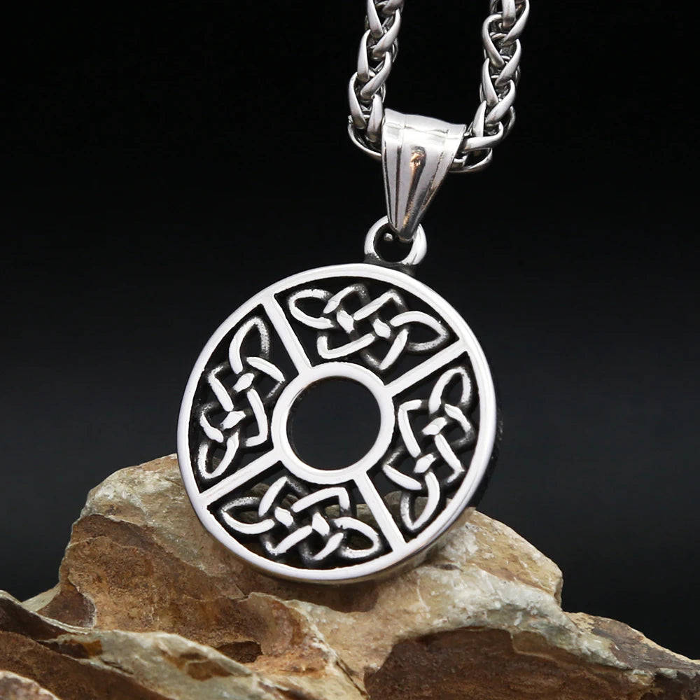 New Hollow Design Vikings Celtic Knots Pendant Necklace 316L Stainless Steel Nordic Amulet Necklaces For Men Women Charm Jewelry