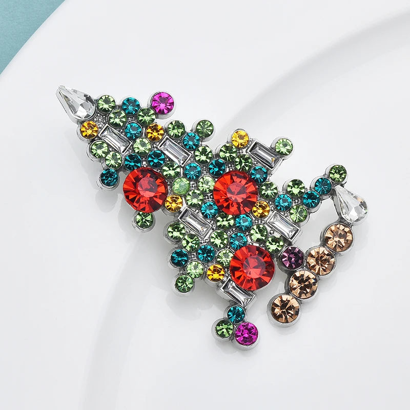 Wuli&baby Beautiful Christmas Tree Brooches For Women Shining Rhinestone Trees New Year Flowers Party Brooch Pins Gifts