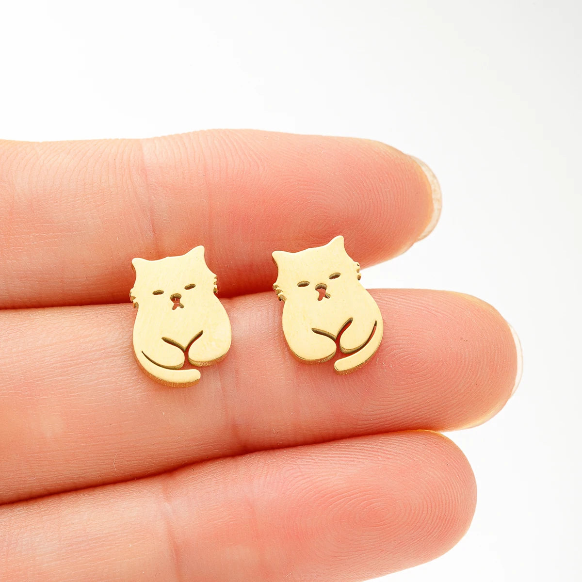 1 Pair Dainty Cat Stud Earrings Stainless Steel Chic Animal Pet Cat Earrings Cute Women Fashion Accessories