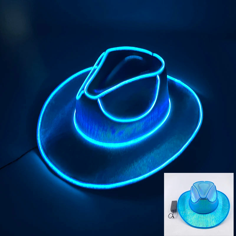 New Arrival Pearlescent Cowboy Hat Dance Costume Decorate Glowing Cowgirl Cap Glowing For Neon NightClub