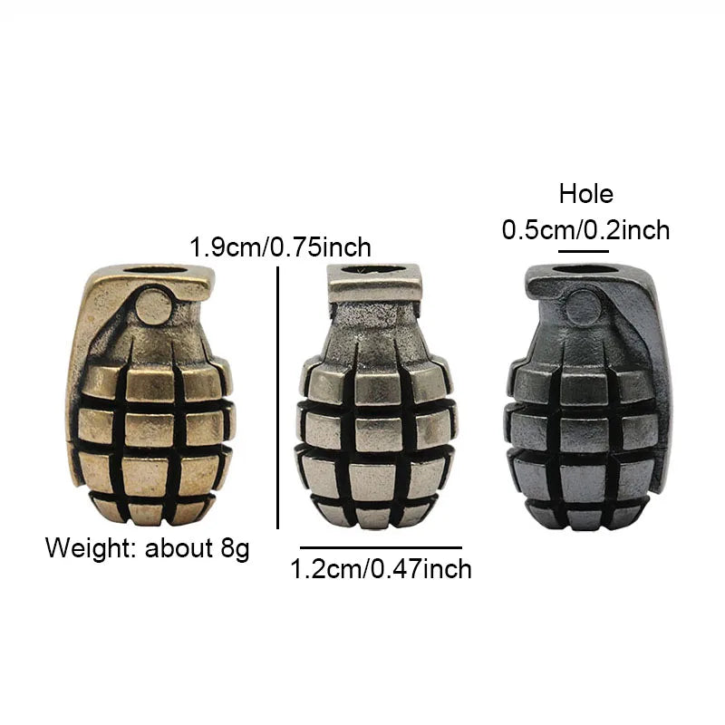 Grenade Shape Brass Knife Beads EDC DIY Paracord Woven Bracelets Lanyard Pendants Accessories Outdoor Tool Hangings Charms Gifts