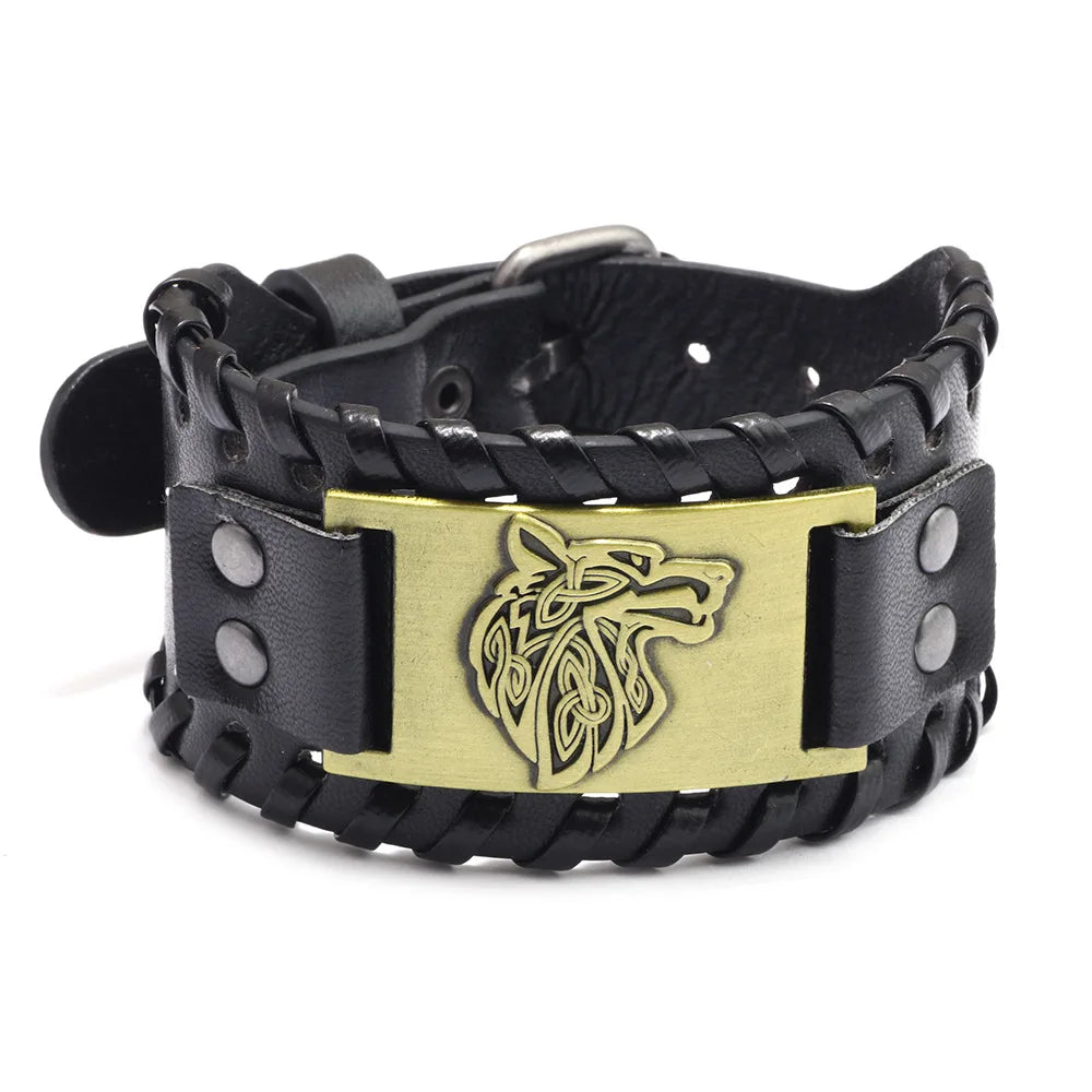 Breites Retro-Lederarmband mit Piratenkompass für Männer, keltisches Wikinger-Kompassarmband, Schmuck, männliche Accessoires, Geschenke für den Freund