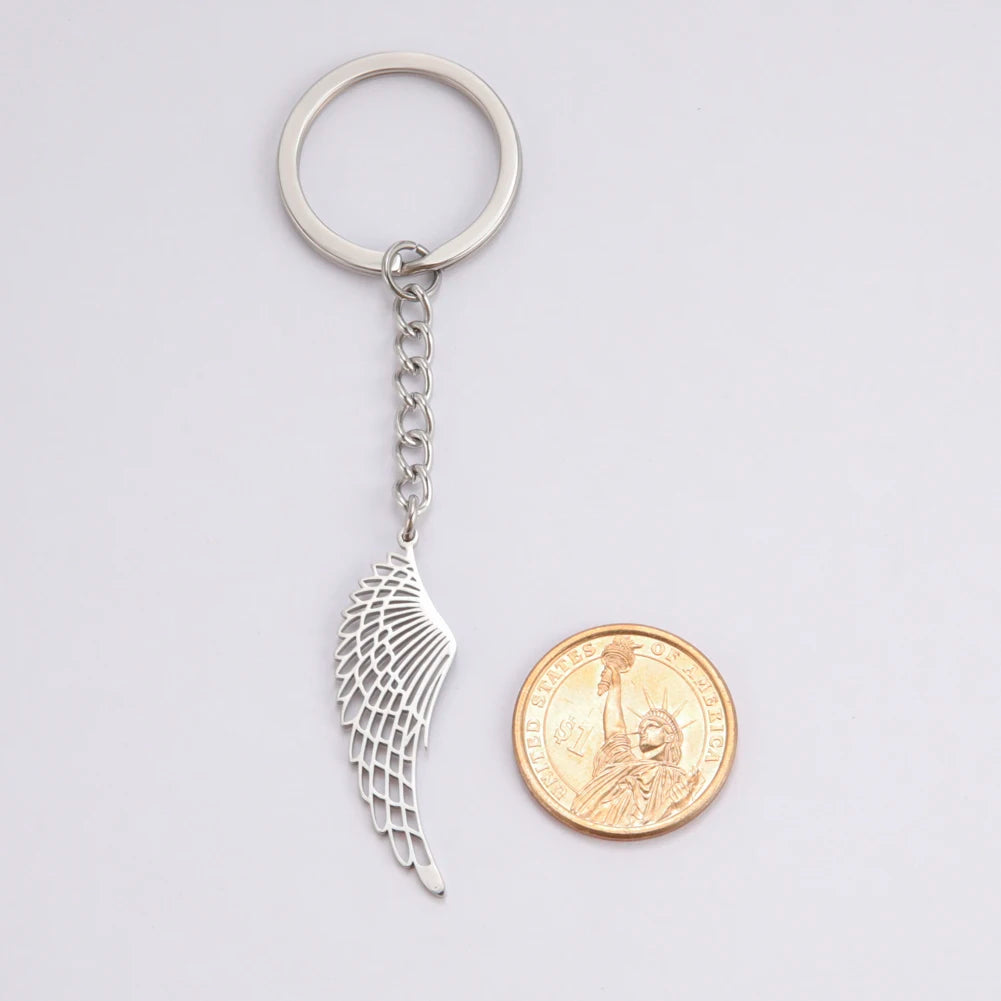 Dreamtimes Angel Wings Key Chain Ring Love Cute Bag Anime of Freedom Feather Women Car Keychains Keyrings Fashion  Jewelry