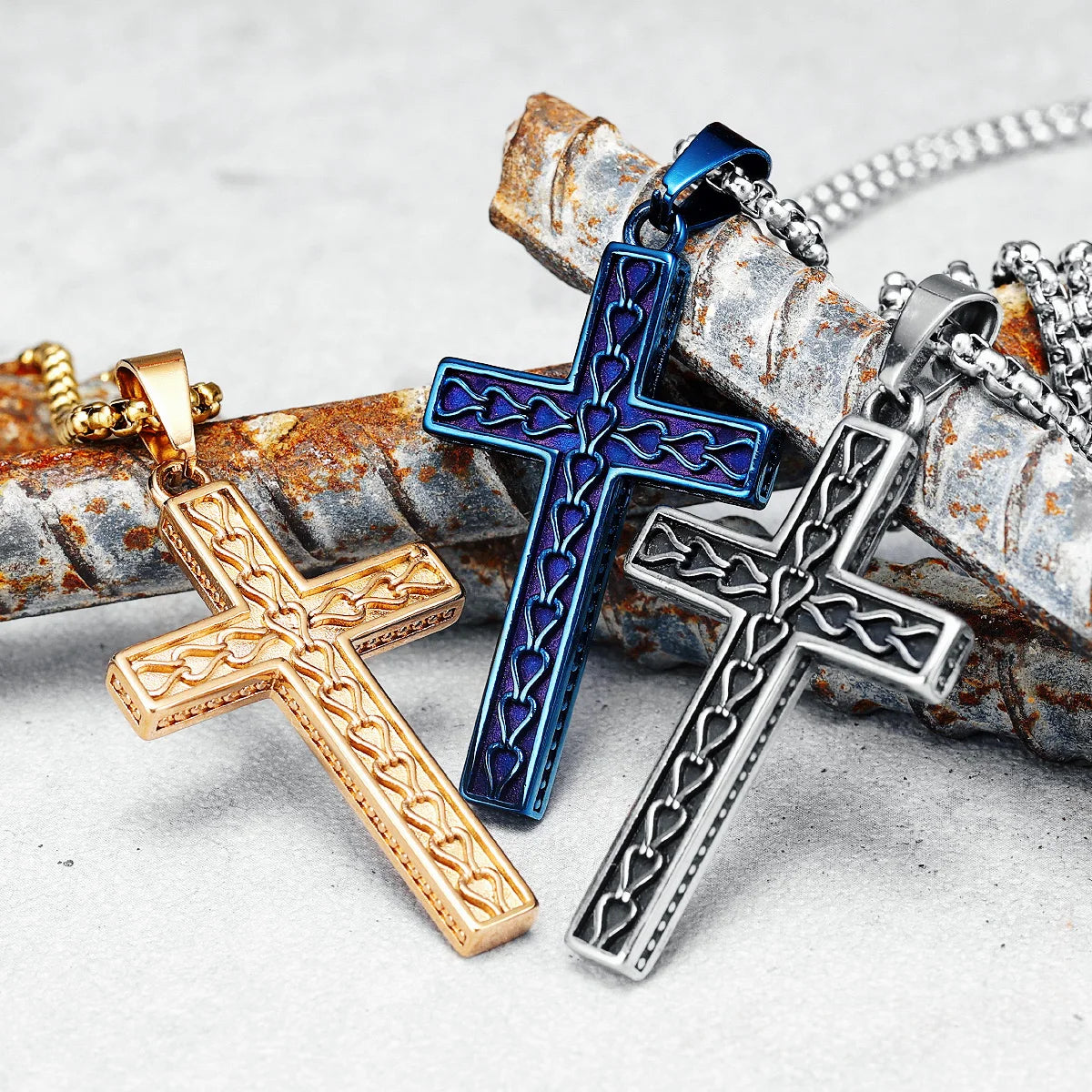 Einfache Kreuz Anhänger Männer 316L Edelstahl Halskette Link Kette Religion Hip Hop Rap für Freund Schmuck Beste Geschenk Dropshipping