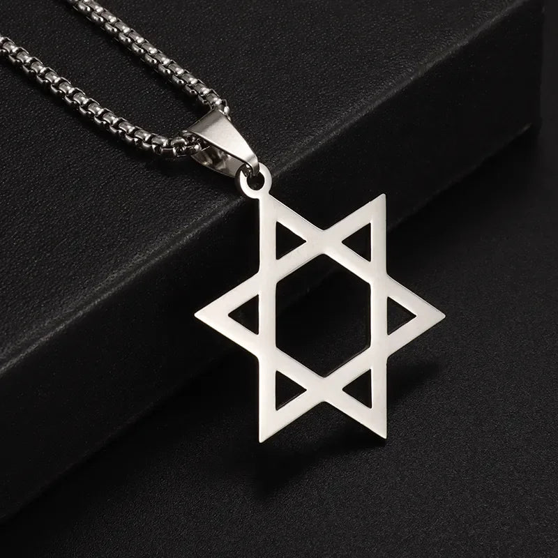 New Fashion Zircon Star of David Pendant Men Women Trend Charm Hexagonal Star Necklace Daily Casual Jewelry Gift