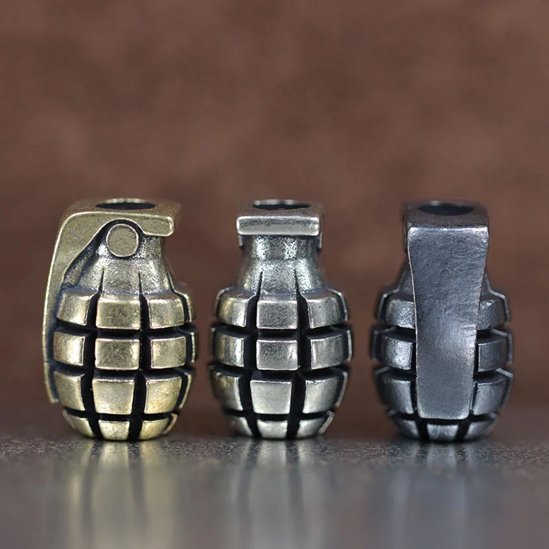 Grenade Shape Brass Knife Beads EDC DIY Paracord Woven Bracelets Lanyard Pendants Accessories Outdoor Tool Hangings Charms Gifts