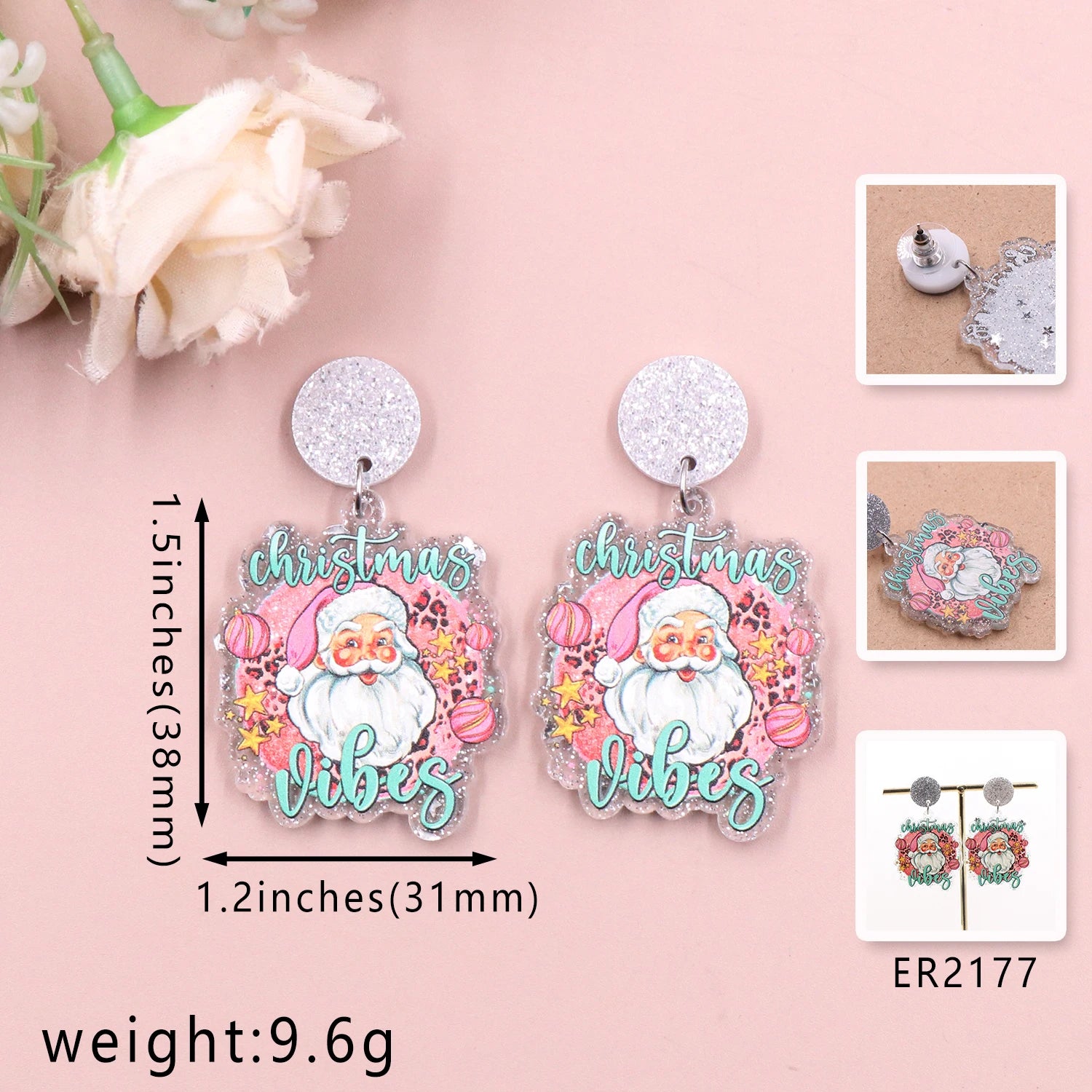 1pair New product CN Drop santa TRENDY christmas Acrylic earrings Jewelry for women