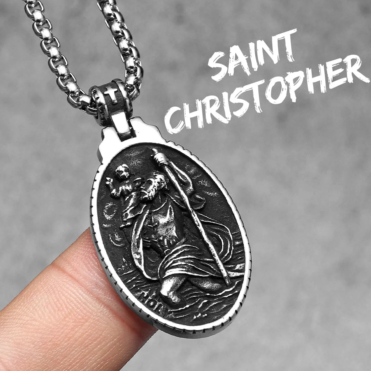 St Christopher Men Necklace 316L Stainless Steel Chain Pendant Traveler Amulet Prayer Hip Hop for Male Jewelry Gift Dropshipping