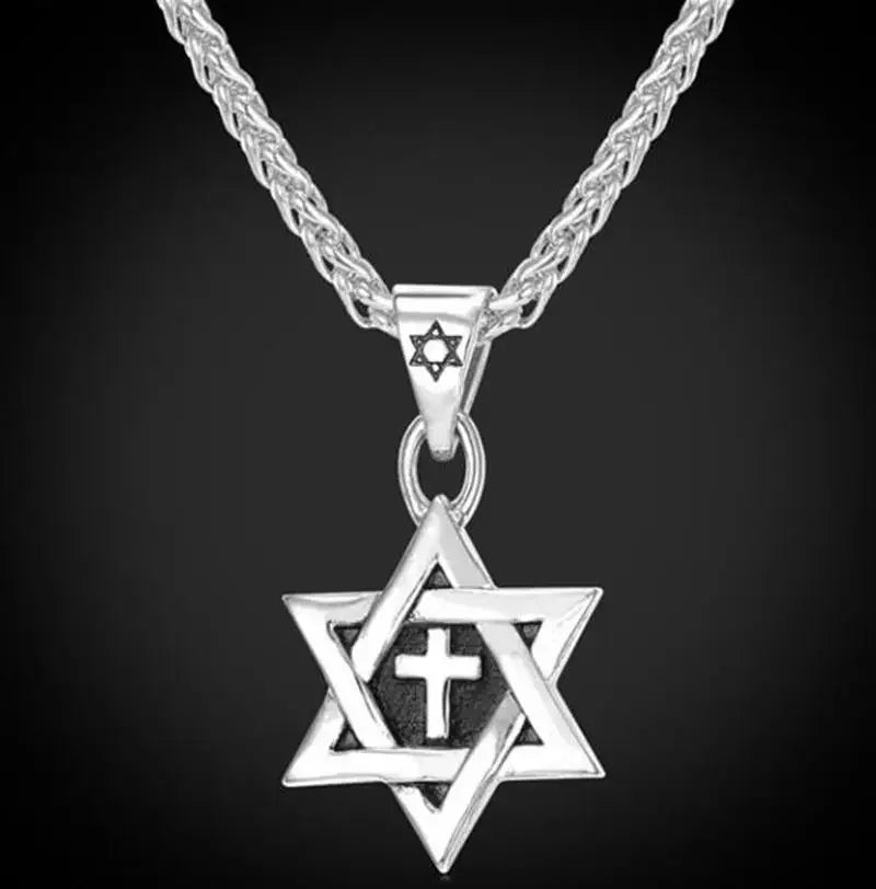 New Fashion Zircon Star of David Pendant Men Women Trend Charm Hexagonal Star Necklace Daily Casual Jewelry Gift