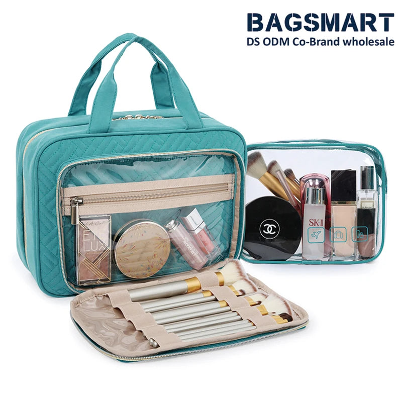 Large Toiletry Bag BAGSMART Travel Makeup Organizer Water-resistant Cosmetic Bags for Shampoo Full Sized Container Toiletries