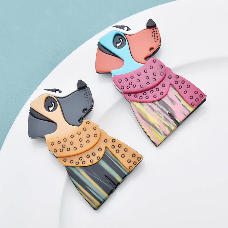 Wuli&baby Lovely Acrylic Dog Brooches For Women 2-color Wear Scarf Puppy Animal Party Casual Brooch Pins Gifts