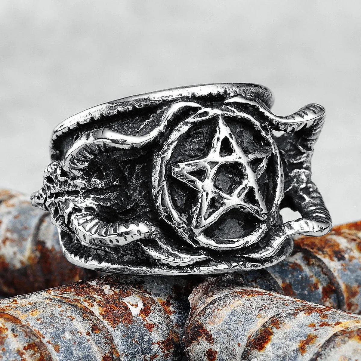 Satan Pentagramm Männer Ringe 316L Edelstahl Punk Hölle Rock Dämon Rap Party für Biker Männlichen Freund Schmuck Beste Geschenk Großhandel