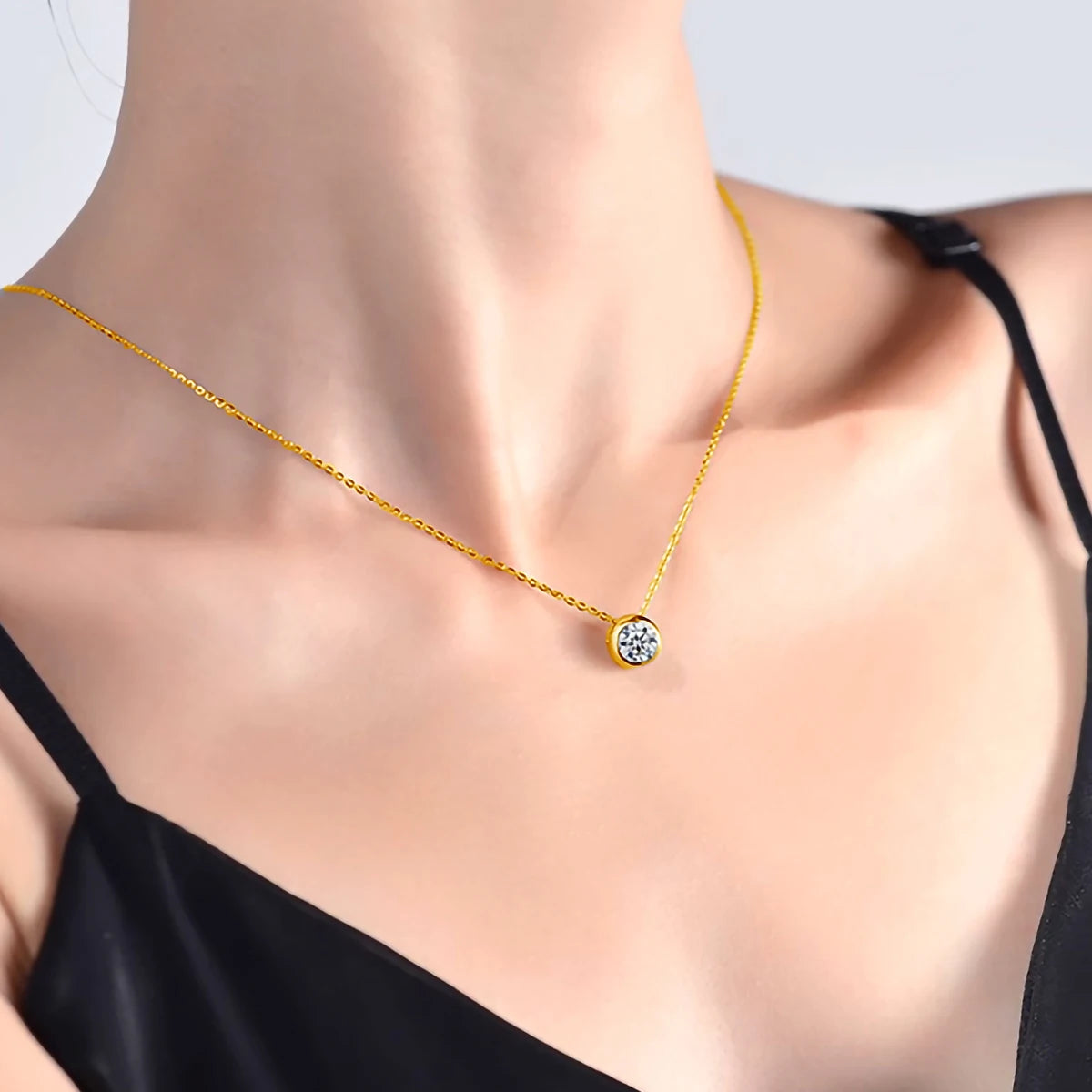 Genuine 18K Gold Moissanite Diamond Necklace