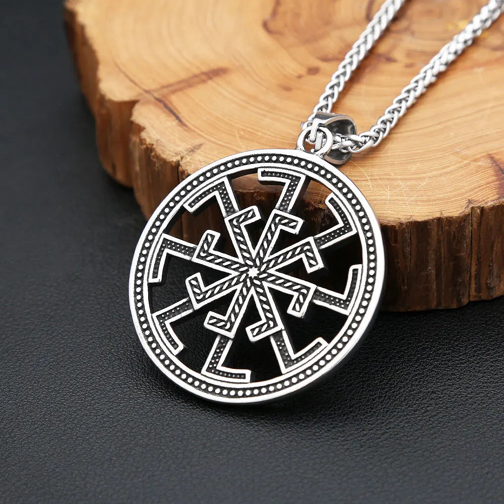 Vintage Fashion Slavic Kolovrat Symbol Pendant For Men Nordic Stainless Steel Vikings Celtic Knot Necklace Amulet Jewelry Gifts