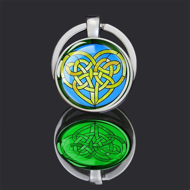 Porte-clés de la Saint-Patrick, cabochon en verre double face, porte-clés lumineux, trèfle, trèfle, Irlande, bijoux porte-bonheur, cadeau