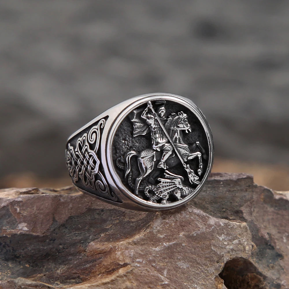 Punk Vintage Ritter Reiten Ring Für Männer Jungen Gothic 316L Edelstahl Viking Keltischen knoten Ringe Modeschmuck Geschenk Großhandel