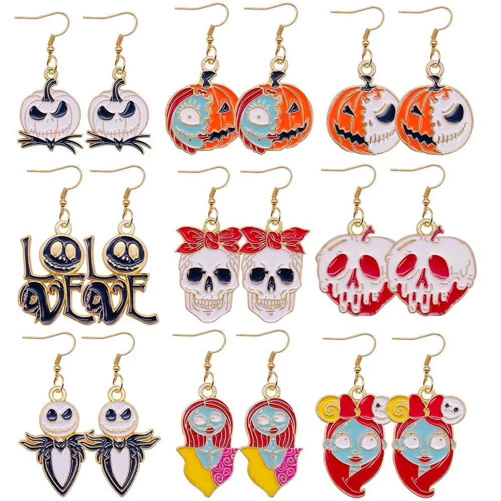 Halloween New Earrings Cartoon Pumpkin Ghost Little Ghost Earrings Personalized Funny Skull Alloy Halloween Jewelry