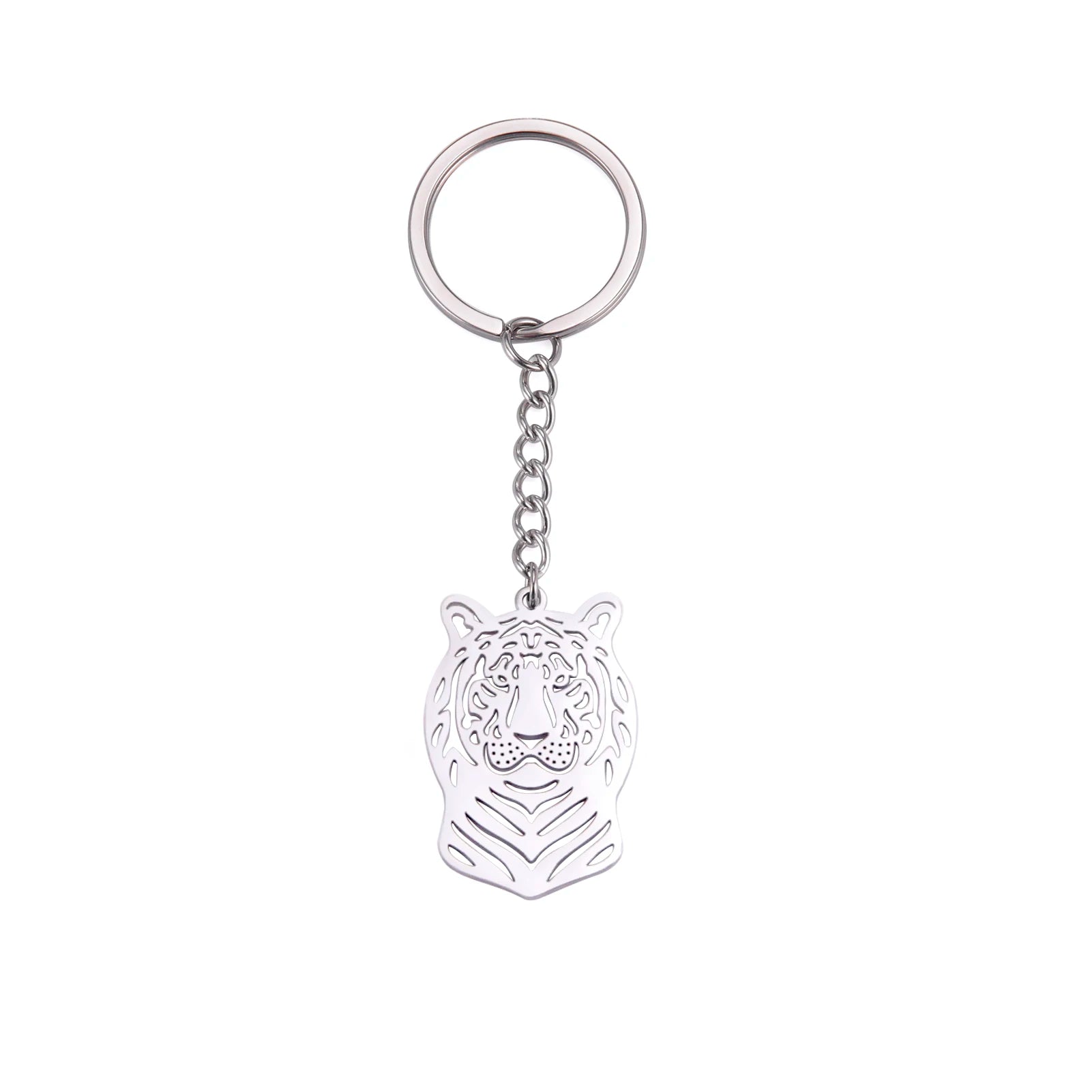 Dreamtimes 2023 Tiger Pendant Keychain Fashion Punk Stainless Steel Men's Animal Head Accessories Gift