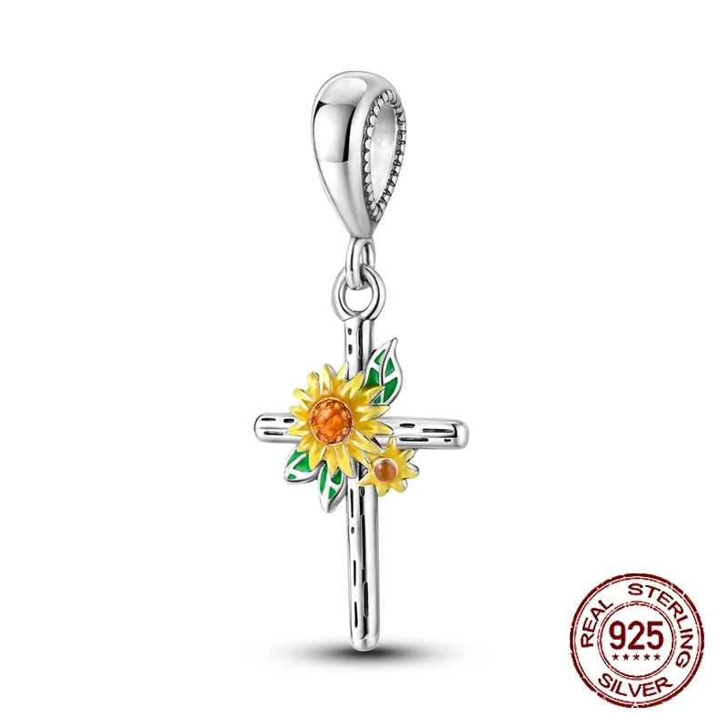 Hot Sale 100% 925 Sterling Silver Charm Flower Butterfly Bead Fit Original Pandora Charms Bangles Making For Women DIY Jewelry