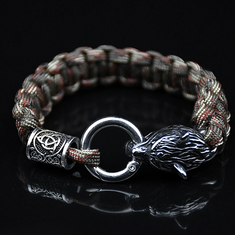 Bracelets en acier inoxydable Celtes Loup Hommes Nordique Vikings Runes Paracord Corde Bracelets homme Bijoux