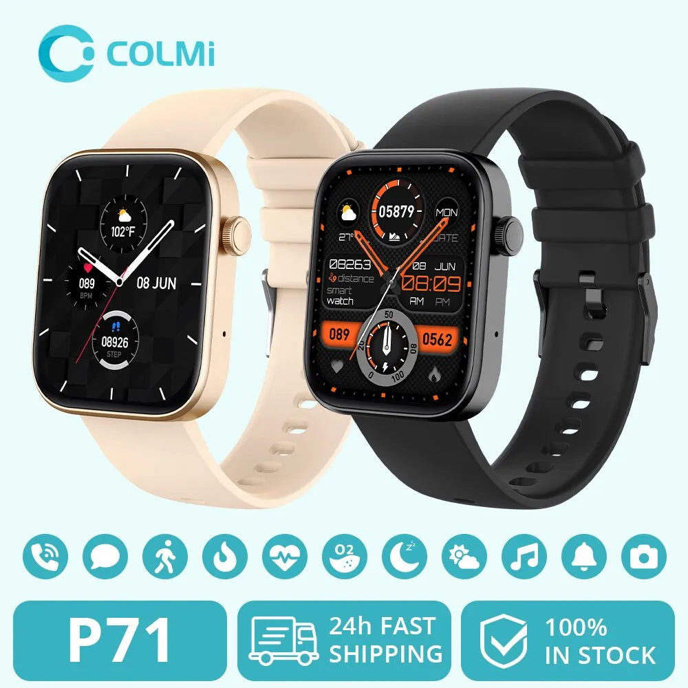 COLMI P71 Voice Calling Smartwatch with Health Monitoring IP68 Waterproof Smart Notifications Voice Assistant