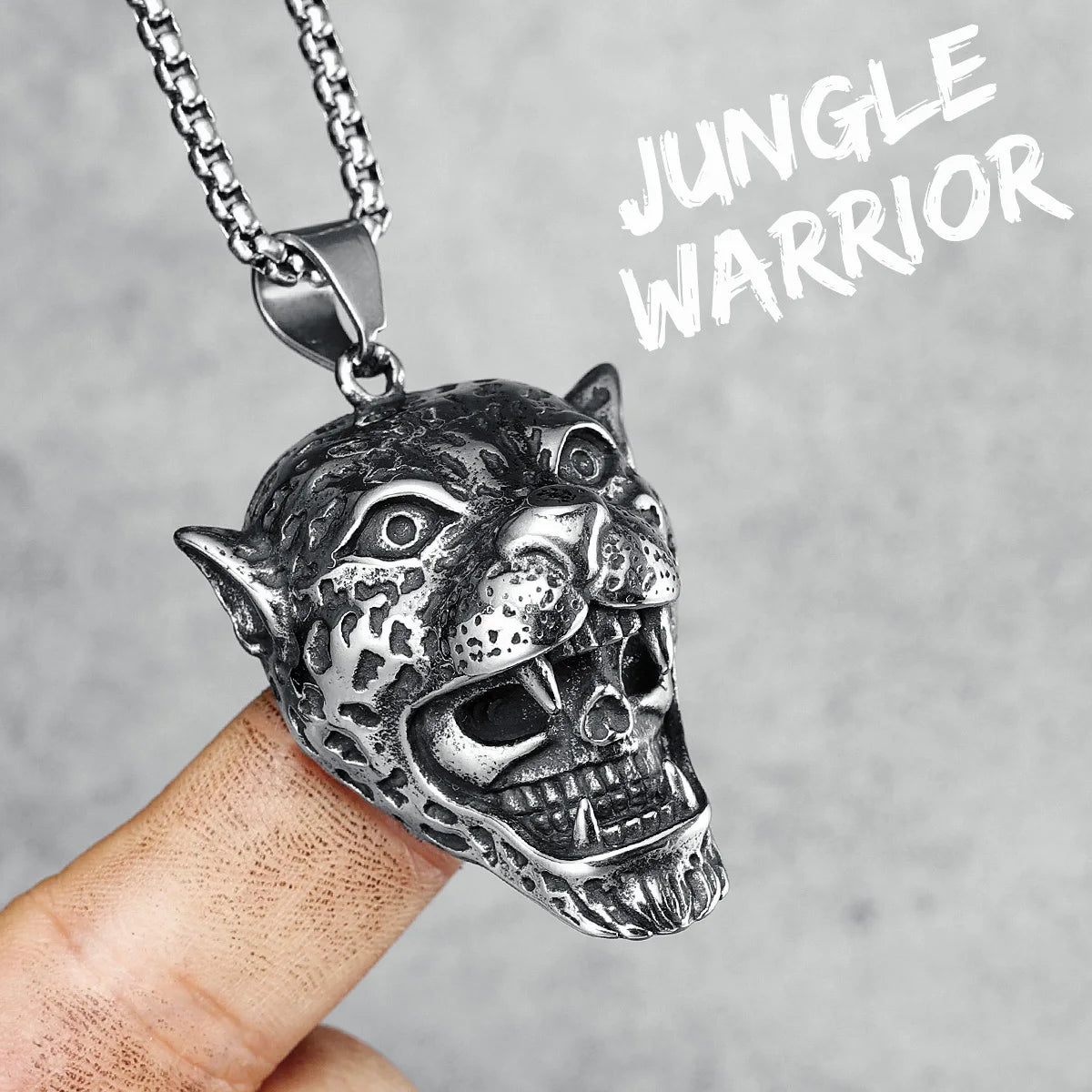 Cheetah Skull Necklaces 316L Stainless Steel Jungle Warrior Men Pendants Chain Rock Party for Friend Male Jewelry Gift Wholesale