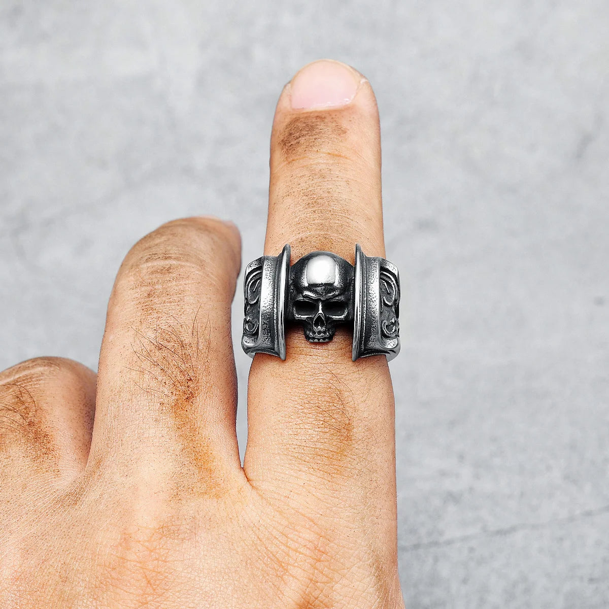 Skull Men Rings 316L Stainless Steel Rune Skeleton Rock Punk Rap HipHop Party for Biker Rider Male Boyfriend Jewelry Best Gift