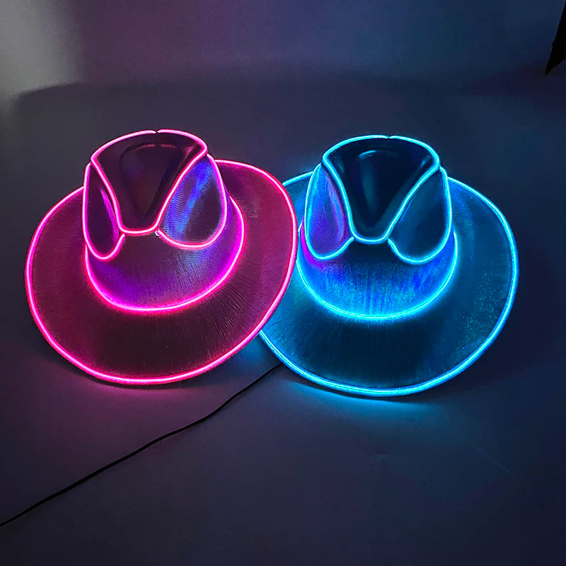 New Arrival Pearlescent Cowboy Hat Dance Costume Decorate Glowing Cowgirl Cap Glowing For Neon NightClub