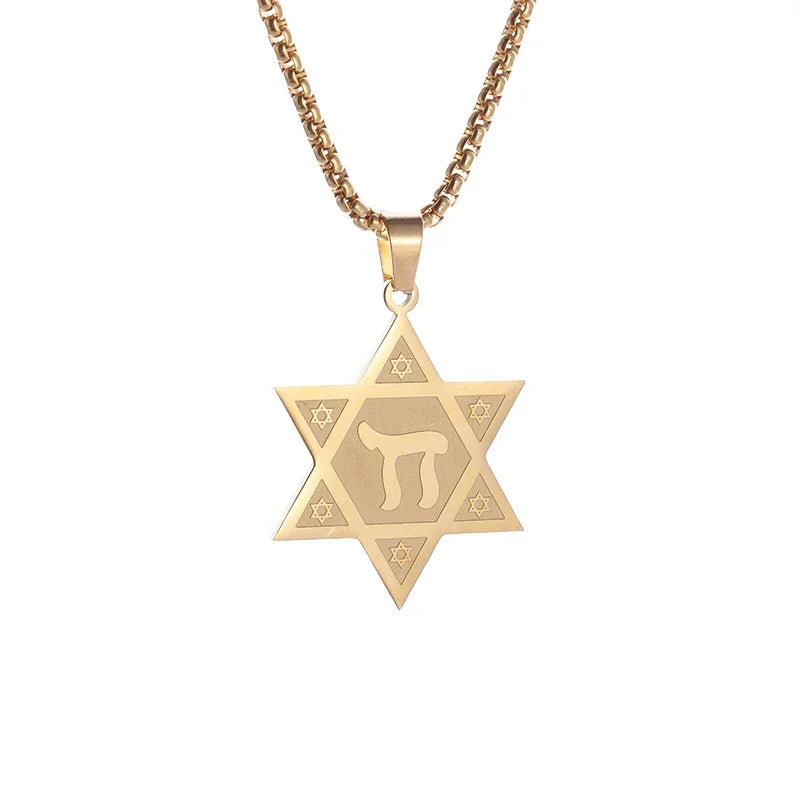 New Fashion Zircon Star of David Pendant Men Women Trend Charm Hexagonal Star Necklace Daily Casual Jewelry Gift