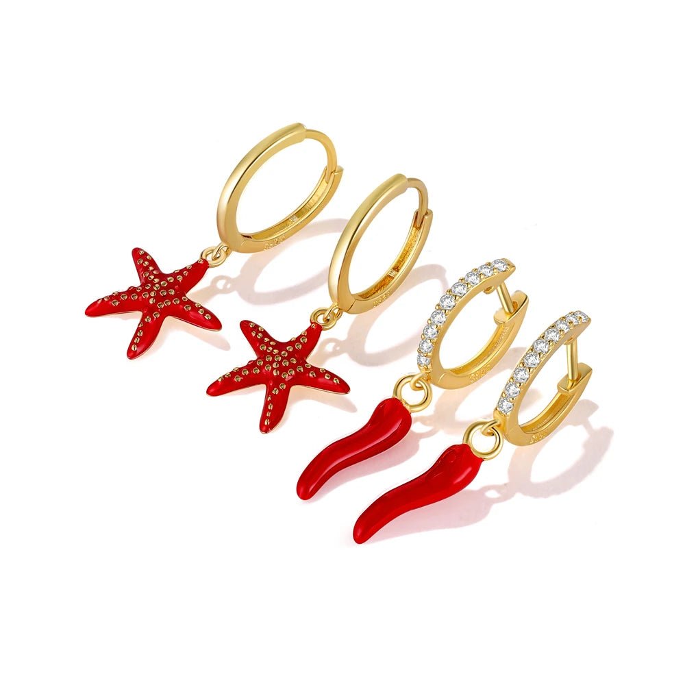 Red Starfish Earrings