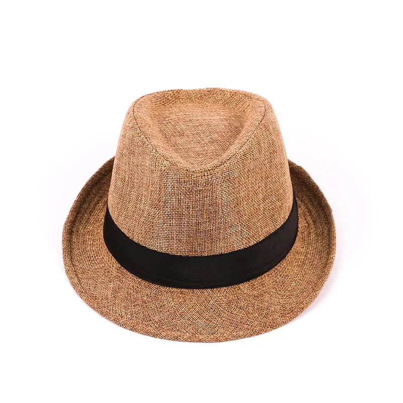 Men's Fedora Jazz Cotton Linen Solid Color Hat Summer Retro Bowler Hats Unisex Outdoor Chapeau  Bowler Hats Beach Trave Cap