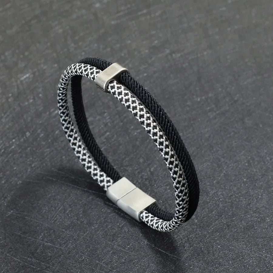 2024 New Fashion Mens Paracord Bracelet Stainless Steel Magent Buckle Wrap Braslet Gifts For Boyfriend Fabric Nautical Braclet