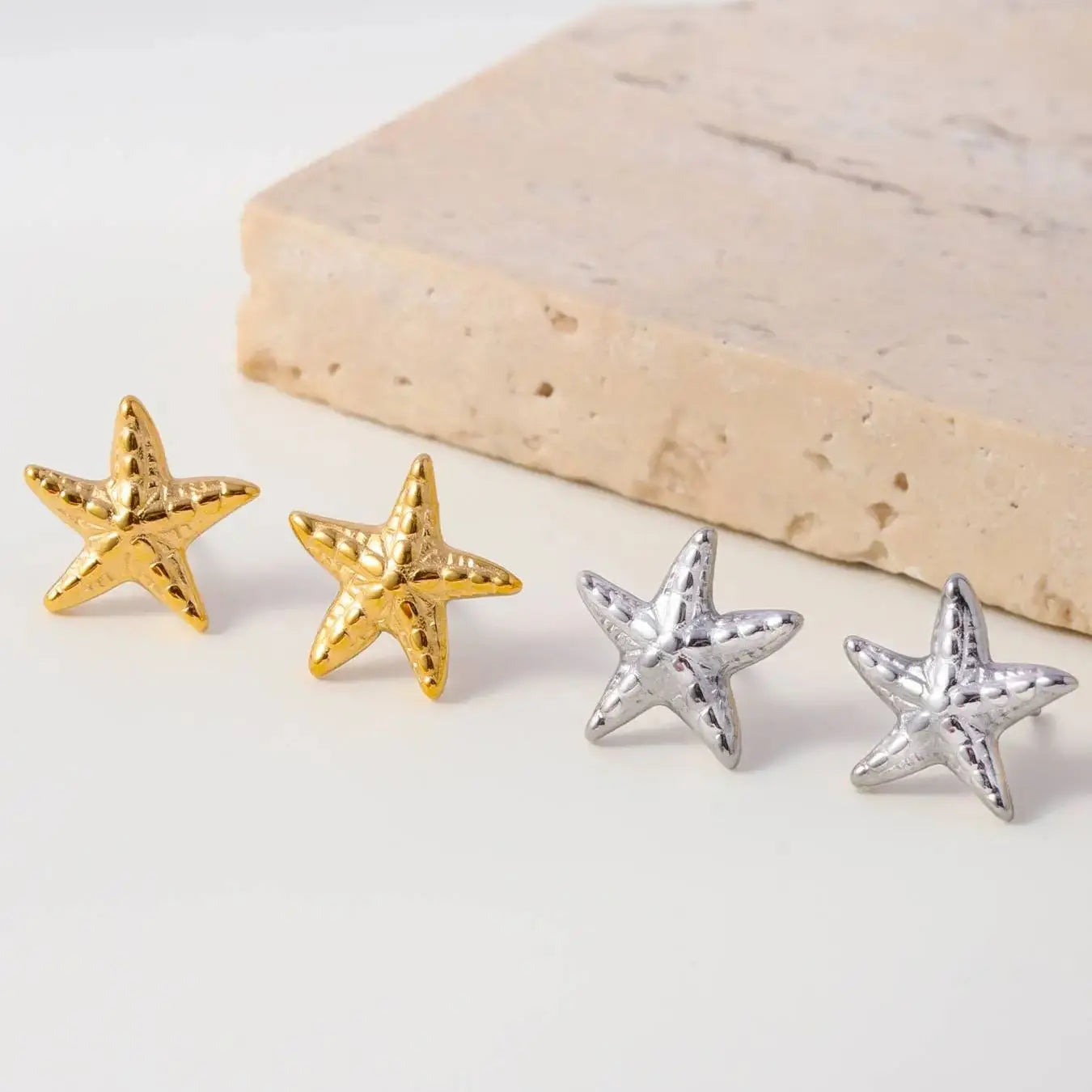 Stainless Steel Pentagonal Starfish Beach Earrings