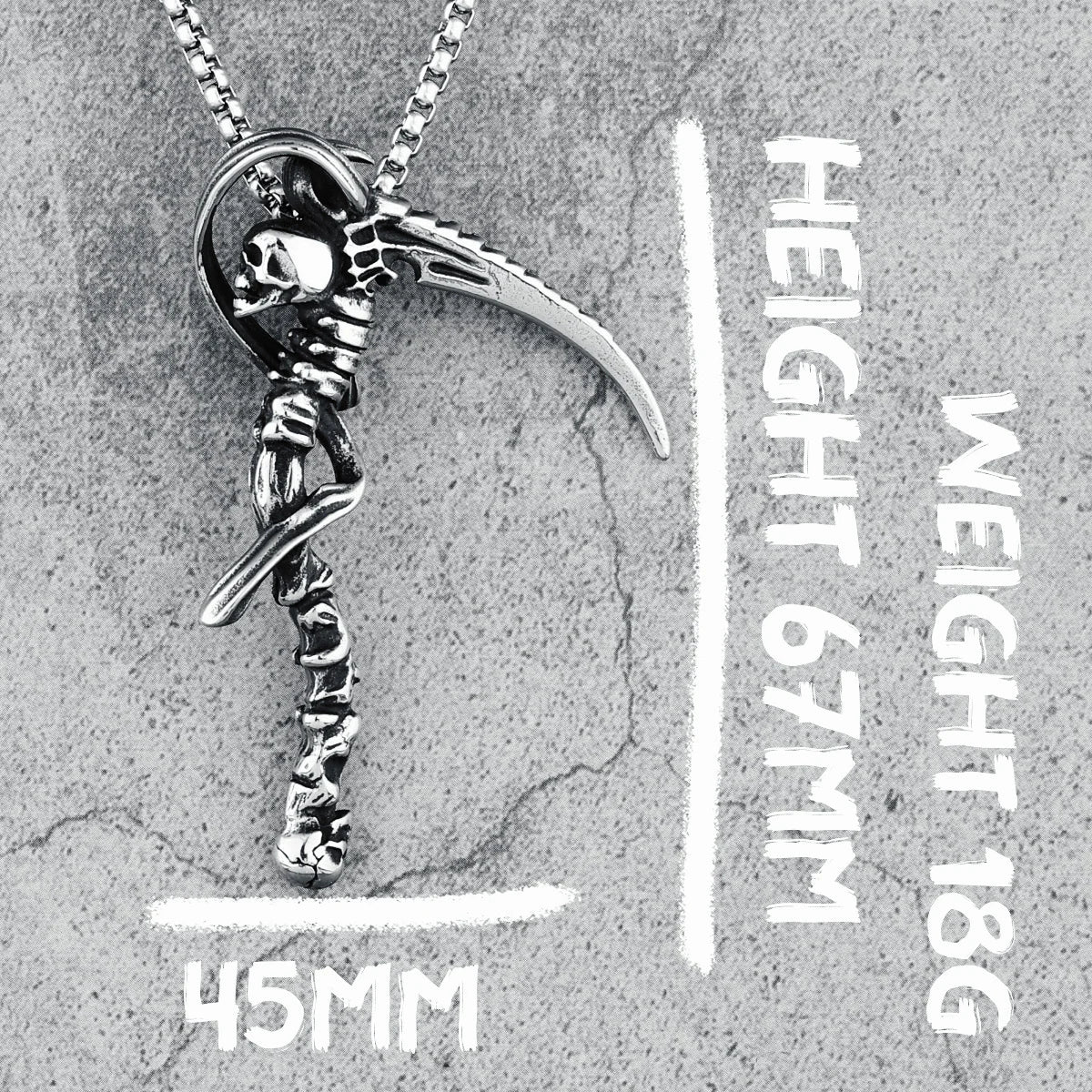 Death Scythe Stainless Steel Pendant Skulls Sickle Punk Rock Men Necklace Chain Vintage Hyperbolic for Boyfriend Jewelry Gift