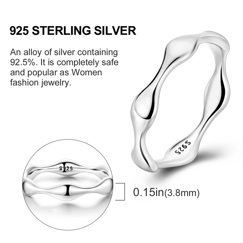 New 925 Sterling Silver Rings Simple Sparkling Stackable Original Rings For Women Anniversary Engagement Love Jewelry Gift