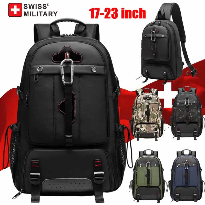 SWISS MILITARY Travel Backpack Men Expandable USB Business Bag Waterproof Large Capacity 17.3 Laptop Bag 80L Back Pack mochila