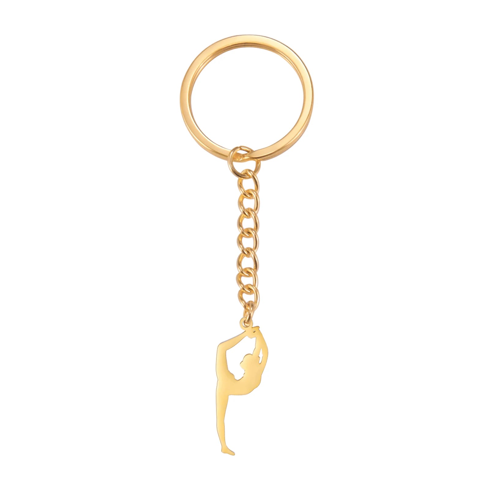 Porte-clés de gymnastique Dreamtimes en acier inoxydable, pendentif de sport, mode femme, bijoux en acier inoxydable, cadeau d'anniversaire pour gymnastes