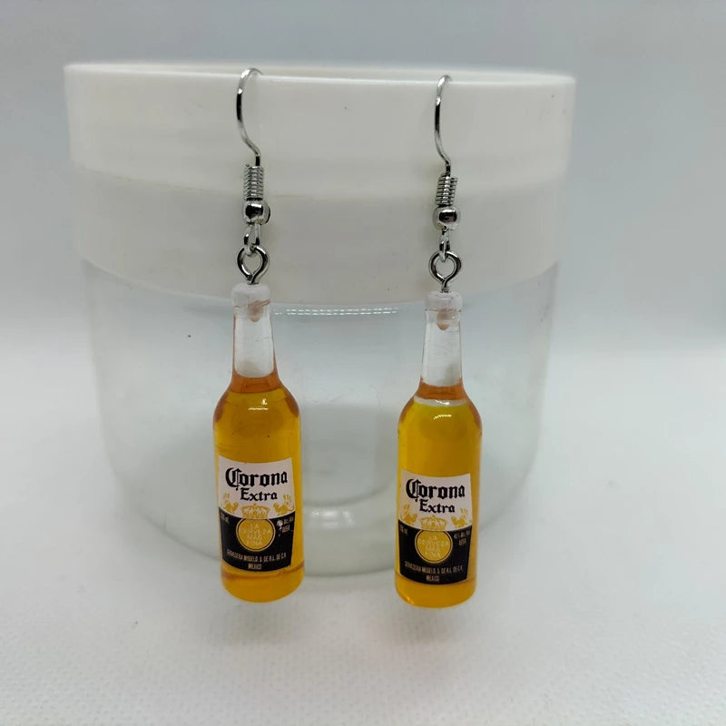 Fashion Resin Beer Bottle Earring Creative Simulation of Mineral Bottles Earrings Cute Handmade Earrings Womens Jewelry