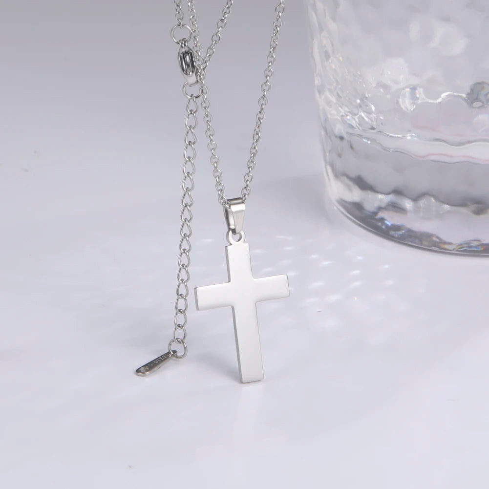 Fashion Harajuku Vintage Cross Drop Long Chain Necklace for Men and Women Personality Party Hip Hop Punk streetwear Jewelry Gift