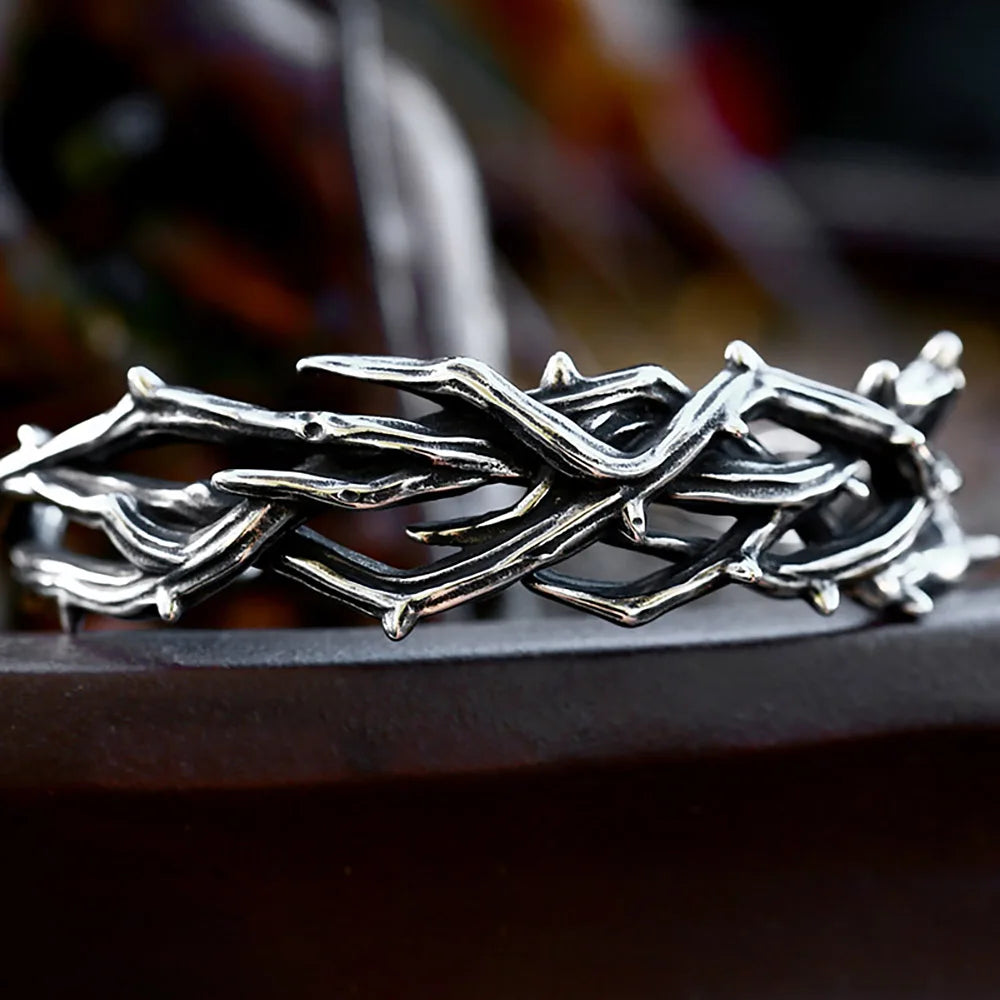 New Vintage Stainless Steel Thistles Thorns Bracelet For Men Women Fashion Punk Opening Couple Cuff Bangles Viking Jewelry Gifts