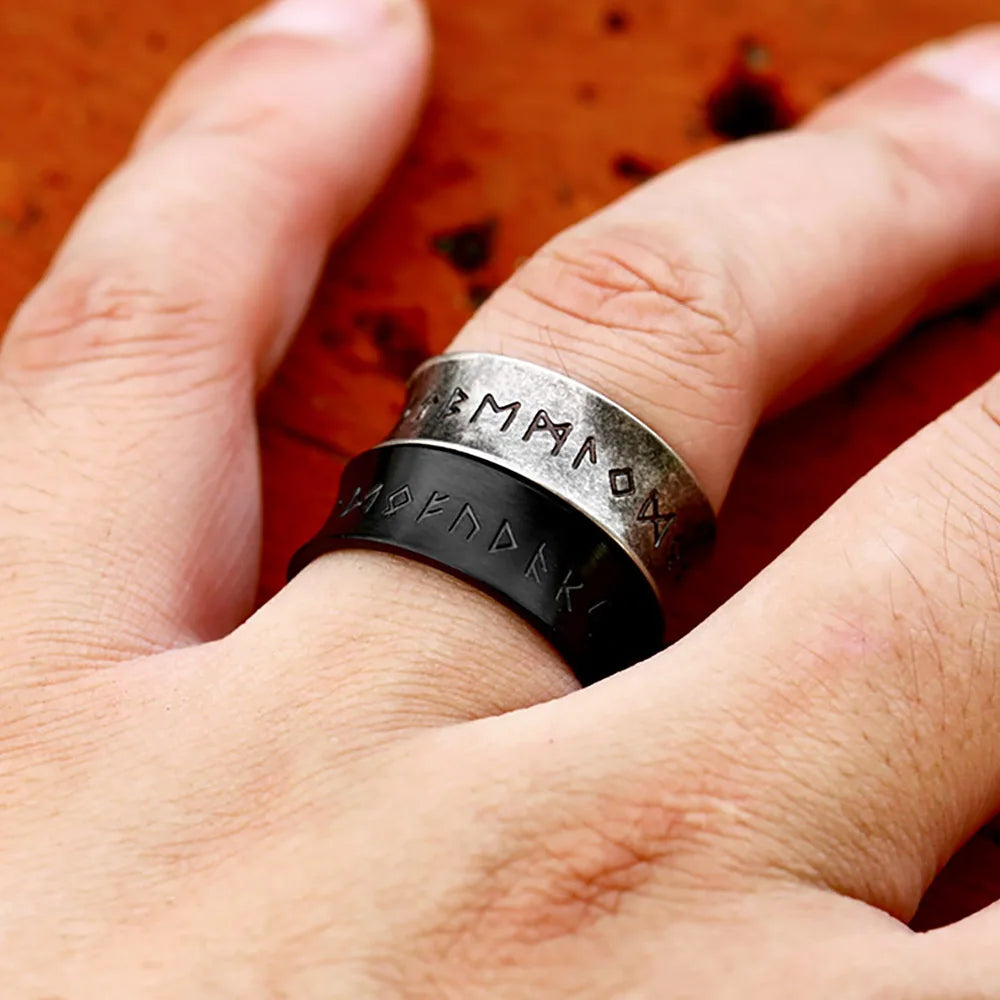 New Vikings Nordic Rune Bands Rings For Men Women 316L Stainless Steel Fashion Simple Viking Odin Amulet Jewelry Gifts Wholesale