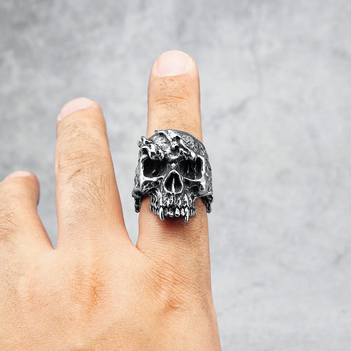 Flame Skull Men Rings 316L Stainless Steel Skeleton Blaze Rock Punk Gothic HipHop for Biker Male Boyfriend Jewelry Creative Gift