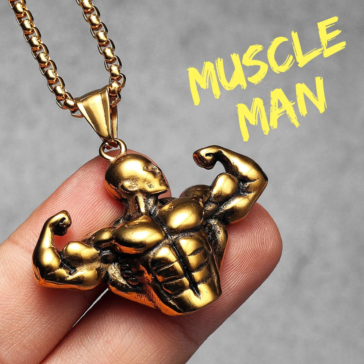 Gym Muscle Power Fitness Men Necklace Stainless Steel Bodybuilding Pendant Chain Women Jewelry Fashion Wholesale Dropshiping